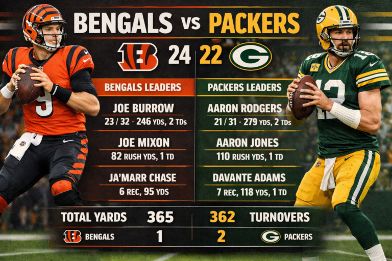 Bengals vs Green Bay Packers Match Player Stats