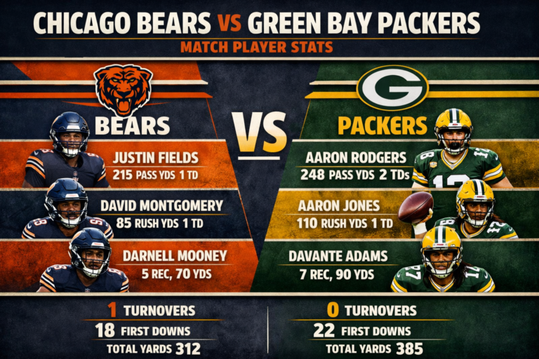 Chicago Bears vs Green Bay Packers Match Player Stats