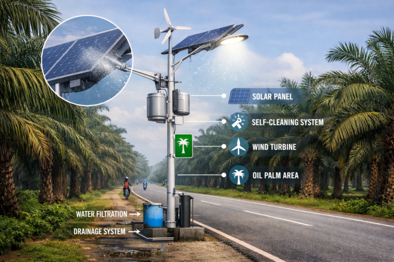 oil palm self-cleaning street light project