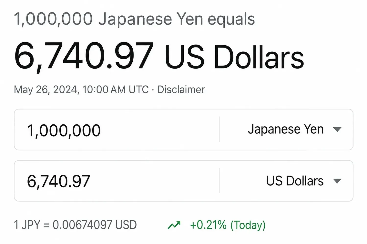 1 million yen to usd