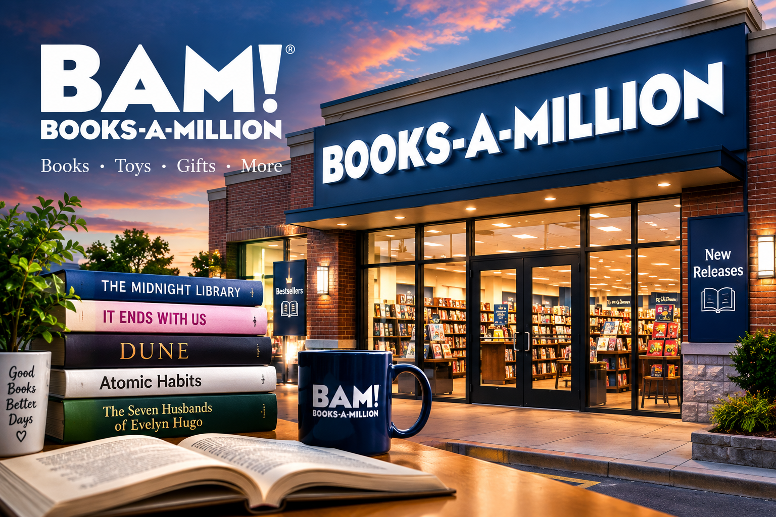 Books-A-Million storefront with books and reading supplies