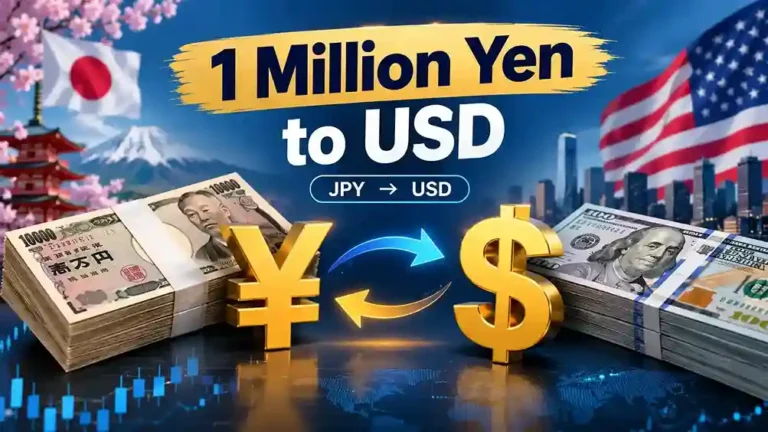 1 Million Yen to USD currency conversion showing Japanese yen and US dollars